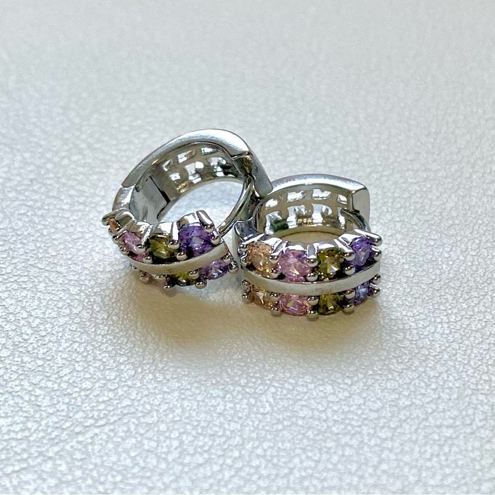 Elegant Multicolor Crystal Hoop Earrings